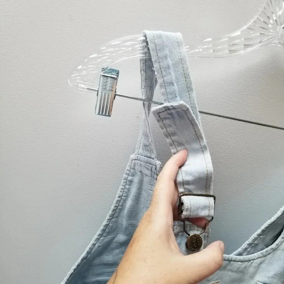 VINTAGE Handmade Baby Doll Jean Coveralls Patchwork Crop L - Picture 3 of 16